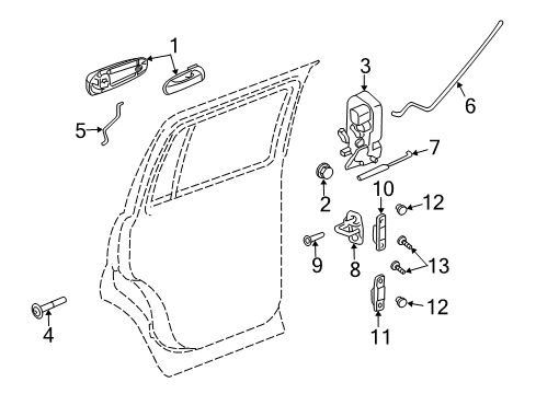 2009 Chrysler Aspen Rear Door - Lock & Hardware Diagram