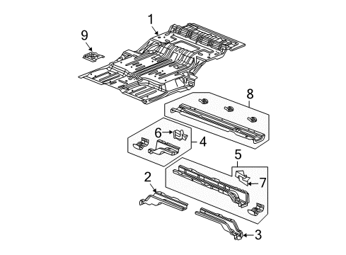 2005 Dodge Durango Rear Floor & Rails Diagram