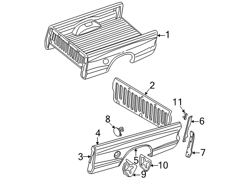 2007 Dodge Dakota Front & Side Panels Diagram