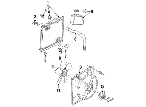 1994 Dodge Colt Radiator & Components, Cooling Fan Diagram