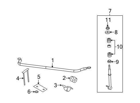 2009 Chrysler Aspen Stabilizer Bar & Components - Front Diagram