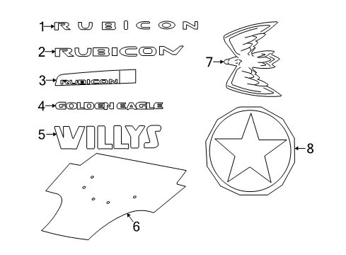 2009 Jeep Wrangler Exterior Trim - Hood Diagram