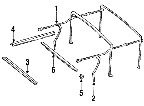 1988 Jeep Wrangler Convertible/Soft Top - Frame & Components Diagram
