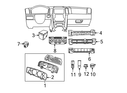 2009 Jeep Grand Cherokee A/C & Heater Control Units Diagram