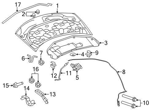 2011 Chrysler 200 Hood & Components Diagram
