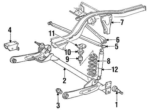 1993 Chrysler New Yorker Rear Axle, Ride Control, Trailing Arm, Suspension Components Diagram