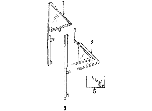 1988 Jeep Cherokee Front Door Glass & Hardware Diagram