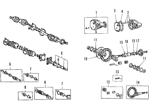 1992 Dodge Ram 50 Front Axle, Differential, Propeller Shaft Diagram