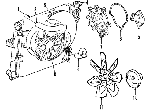 2007 Jeep Commander Cooling System, Radiator, Water Pump, Cooling Fan Diagram 3 - Thumbnail