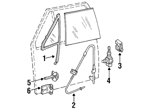 1988 Jeep Cherokee Door Glass & Hardware Diagram