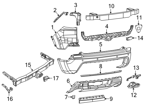 2021 Jeep Cherokee Bumper & Components - Rear Diagram