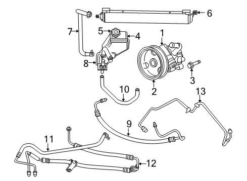 2009 Jeep Commander P/S Pump & Hoses, Steering Gear & Linkage Diagram