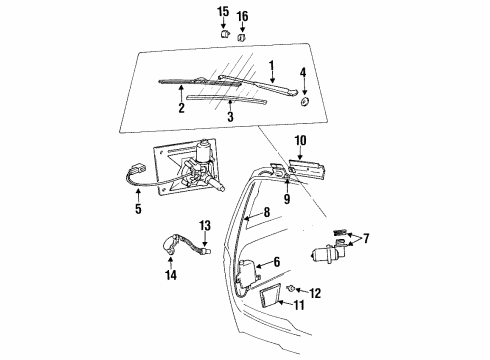 1989 Dodge Caravan Wiper & Washer Components Diagram