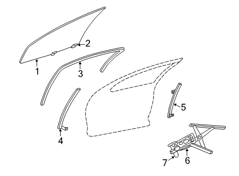 1999 Chrysler 300M Front Door - Glass & Hardware Diagram