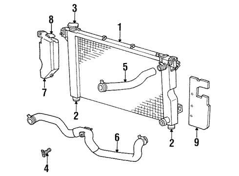 2000 Dodge Grand Caravan Radiator & Components Diagram