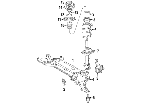 1989 Dodge Spirit Front Suspension Components, Lower Control Arm, Stabilizer Bar Diagram