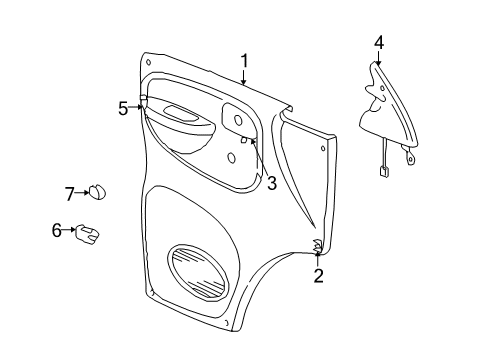 2002 Dodge Ram 2500 Van Interior Trim - Door Diagram