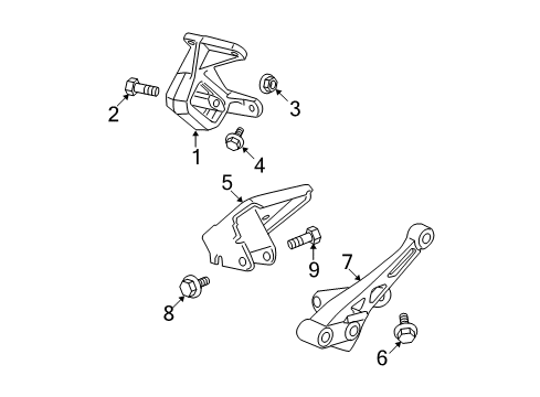 2007 Dodge Dakota Engine & Trans Mounting Diagram