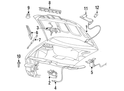 1995 Dodge Intrepid Hood & Components Diagram