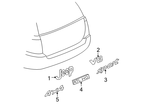 2001 Jeep Grand Cherokee Exterior Trim - Lift Gate Diagram