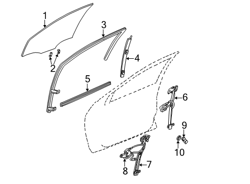 2000 Dodge Neon Front Door - Glass & Hardware Diagram
