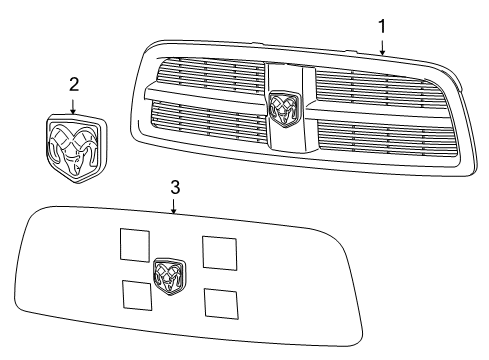 2010 Dodge Ram 2500 Grille & Components Diagram