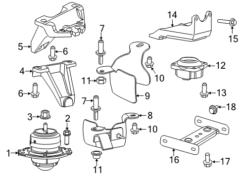 2016 Dodge Viper Engine & Trans Mounting Diagram