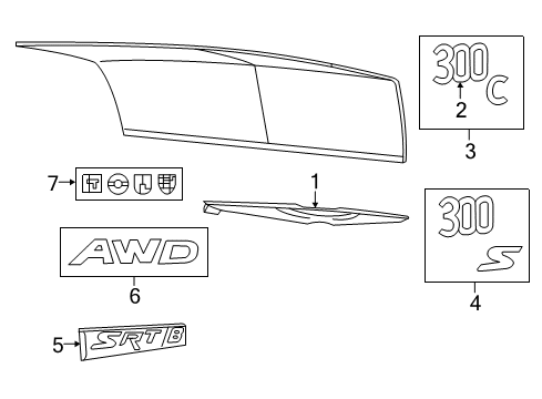 2017 Chrysler 300 Exterior Trim - Trunk Lid Diagram