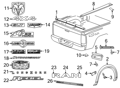 2024 Ram 1500 Classic Exterior Trim - Pick Up Box Diagram