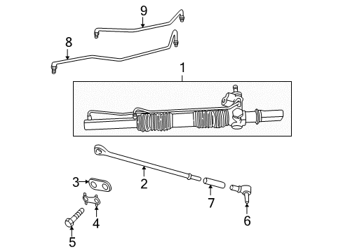 2004 Chrysler 300M P/S Pump & Hoses, Steering Gear & Linkage Diagram 2 - Thumbnail