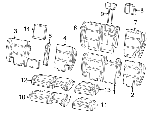2025 Jeep Wrangler Rear Seat Components Diagram 1 - Thumbnail