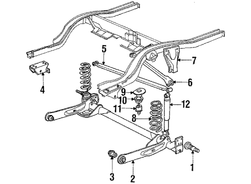 1988 Dodge Dynasty Rear Axle, Ride Control, Suspension Components Diagram