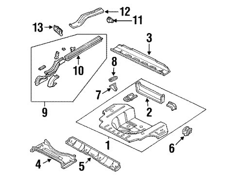 1999 Chrysler LHS Rear Floor & Rails Diagram