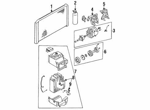 1992 Dodge Colt Condenser, Compressor & Lines, Evaporator Components Diagram
