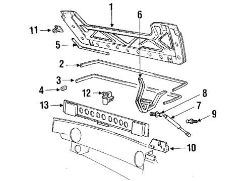 1990 Chrysler TC Maserati Trunk Lid & Components, Exterior Trim Diagram