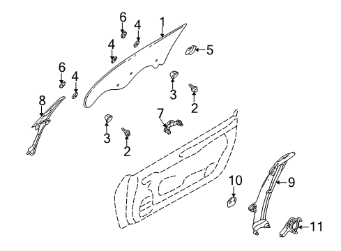 2005 Dodge Stratus Door - Glass & Hardware Diagram