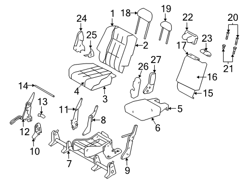 2008 Chrysler Aspen Rear Seat Components Diagram