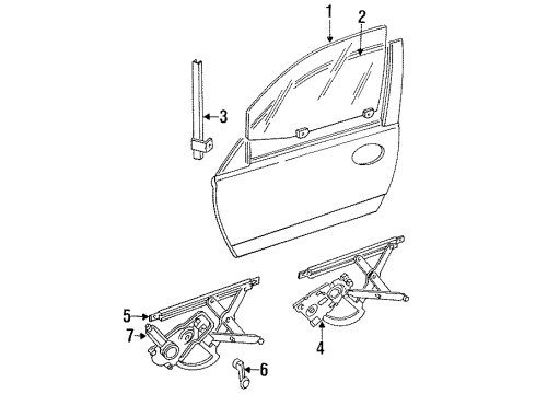 1995 Dodge Intrepid Front Door - Glass & Hardware Diagram