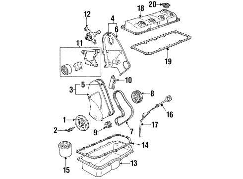 1999 Dodge Stratus Engine Parts, Mounts, Cylinder Head & Valves, Camshaft & Timing, Oil Pan, Oil Pump, Balance Shafts, Crankshaft & Bearings, Pistons, Rings & Bearings Diagram