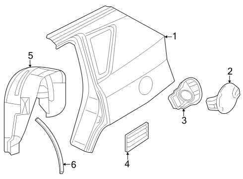2009 Jeep Compass Quarter Panel & Components Diagram