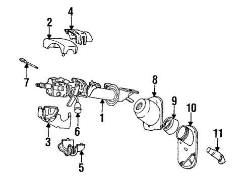 1992 Chrysler Imperial Steering Column, Steering Wheel & Trim, Housing & Components, Shroud, Switches & Levers Diagram