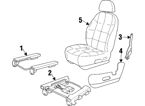 1997 Jeep Cherokee Seats & Track Components Diagram