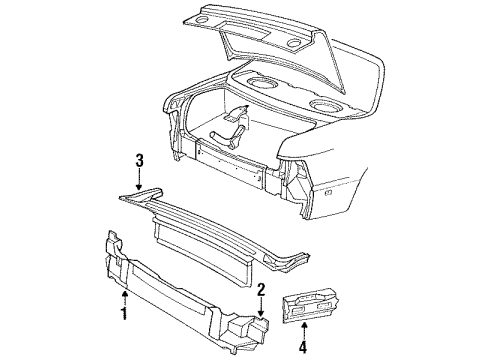 1994 Chrysler LeBaron Rear Body, Rear Upper Body, Rear Floor & Rails Diagram