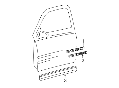 2003 Dodge Ram 2500 Exterior Trim - Front Door Diagram