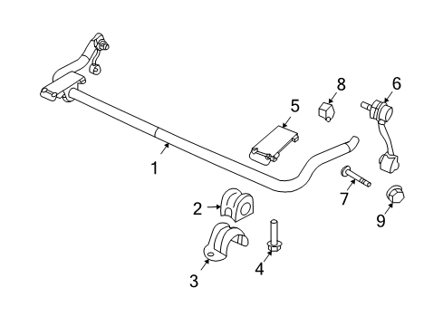 2009 Jeep Wrangler Stabilizer Bar & Components - Front Diagram