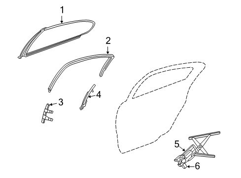 1999 Chrysler 300M Rear Door - Glass & Hardware Diagram