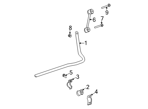 2003 Chrysler PT Cruiser Stabilizer Bar & Components - Rear Diagram