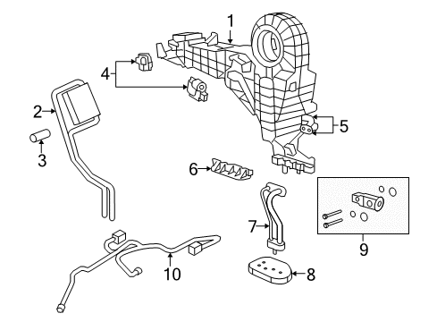 2009 Chrysler Aspen A/C Evaporator & Heater Components Diagram