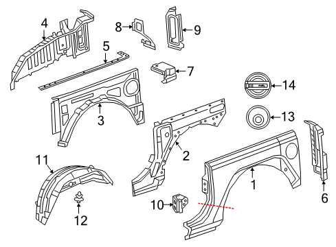 2025 Jeep Wrangler Quarter Panel & Components Diagram