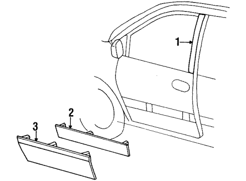 1996 Chrysler Town & Country Exterior Trim - Front Door Diagram